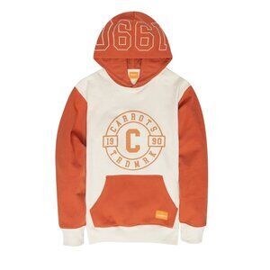 Carrots Color Block Pull Over Hoodie Sweatshirt Men large  White Orange